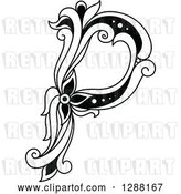 Vector Clip Art of Retro Floral Capital Letter P by Vector Tradition SM