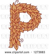 Vector Clip Art of Retro Floral Capital Letter P with a Flower by Vector Tradition SM