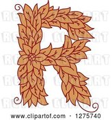 Vector Clip Art of Retro Floral Capital Letter R with a Flower by Vector Tradition SM
