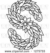 Vector Clip Art of Retro Floral Capital Letter S with a Flower by Vector Tradition SM