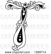 Vector Clip Art of Retro Floral Capital Letter T by Vector Tradition SM