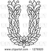 Vector Clip Art of Retro Floral Capital Letter U with a Flower by Vector Tradition SM
