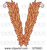 Vector Clip Art of Retro Floral Capital Letter V with a Flower by Vector Tradition SM