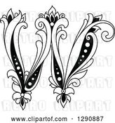 Vector Clip Art of Retro Floral Capital Letter W by Vector Tradition SM