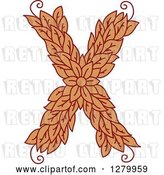 Vector Clip Art of Retro Floral Capital Letter X with a Flower by Vector Tradition SM