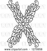 Vector Clip Art of Retro Floral Capital Letter X with a Flower by Vector Tradition SM