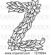 Vector Clip Art of Retro Floral Capital Letter Z with a Flower by Vector Tradition SM