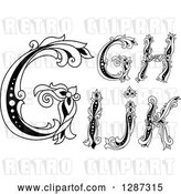Vector Clip Art of Retro Floral Capital Letters G, H, I, J and K by Vector Tradition SM