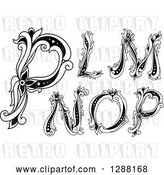 Vector Clip Art of Retro Floral Capital Letters L, M, N, O and P by Vector Tradition SM