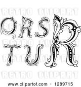 Vector Clip Art of Retro Floral Capital Letters Q, R, S, T and U by Vector Tradition SM