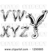 Vector Clip Art of Retro Floral Capital Letters V, W, X, Y and Z by Vector Tradition SM