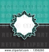 Vector Clip Art of Retro Floral Frame over a Gray and Turquoise Snowflake Background by KJ Pargeter