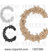 Vector Clip Art of Retro Floral Letter C Designs by Vector Tradition SM