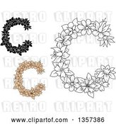 Vector Clip Art of Retro Floral Letter C Designs by Vector Tradition SM