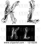 Vector Clip Art of Retro Floral Letter K and L by Vector Tradition SM