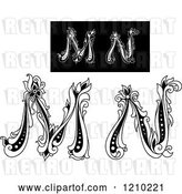 Vector Clip Art of Retro Floral Letter M and N by Vector Tradition SM