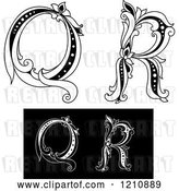 Vector Clip Art of Retro Floral Letter Q and R by Vector Tradition SM
