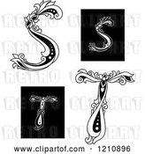 Vector Clip Art of Retro Floral Letter S and T by Vector Tradition SM