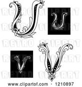 Vector Clip Art of Retro Floral Letter U and V by Vector Tradition SM