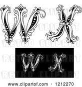 Vector Clip Art of Retro Floral Letter W and X by Vector Tradition SM