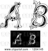 Vector Clip Art of Retro Floral Letters a and B by Vector Tradition SM