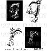 Vector Clip Art of Retro Floral Letters Q and R by Vector Tradition SM
