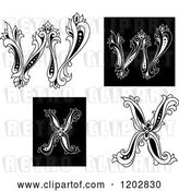 Vector Clip Art of Retro Floral Letters W and X by Vector Tradition SM