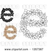 Vector Clip Art of Retro Floral Lowercase Letter E Designs by Vector Tradition SM