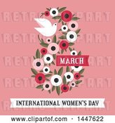 Vector Clip Art of Retro Floral March 8th International Women's Day Design with a Dove on Pink by Elena