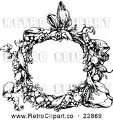 Vector Clip Art of Retro Floral Wreath and Ribbon by Prawny Vintage