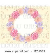 Vector Clip Art of Retro Floral Wreath Frame on Pastel Yellow by BNP Design Studio