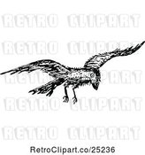 Vector Clip Art of Retro Flying Raven by Prawny Vintage