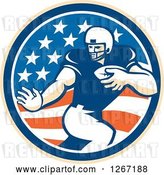 Vector Clip Art of Retro Football Player in an American Flag Circle by Patrimonio