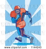 Vector Clip Art of Retro Football Player Running 2 by Patrimonio