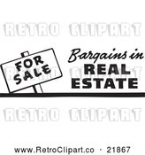 Vector Clip Art of Retro for Sale Bargains in Real Estate Sign by BestVector