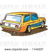 Vector Clip Art of Retro Ford Mustang Station Wagon Car by Patrimonio