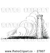 Vector Clip Art of Retro Fortress in a Storm by Prawny Vintage