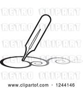 Vector Clip Art of Retro Fountain Pen Nib Drawing Swirls by Lal Perera