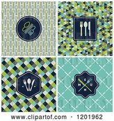 Vector Clip Art of Retro Four Restaurant Menu Designs in Colors by Elena