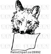 Vector Clip Art of Retro Fox Carrying a Sign by Prawny Vintage