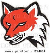 Vector Clip Art of Retro Fox Head Snarling by Patrimonio