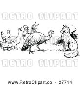 Vector Clip Art of Retro Fox Turkey and Birds by Prawny Vintage