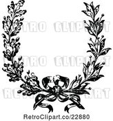 Vector Clip Art of Retro French Floral Wreath and Bow by Prawny Vintage