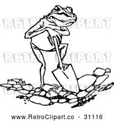 Vector Clip Art of Retro Frog Digging by Prawny Vintage