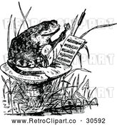 Vector Clip Art of Retro Frog Playing a Banjo on a Mushroom by Prawny Vintage
