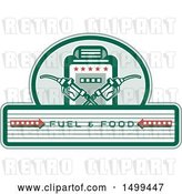 Vector Clip Art of Retro Fuel and Food Design with Crossed Gas Nozzles and Pump by Patrimonio