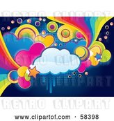 Vector Clip Art of Retro Funky, Colorful Cloud, Circle, Heart and Rainbow Grunge Background by MilsiArt