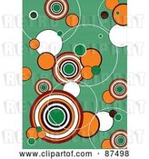Vector Clip Art of Retro Funky Green Background with Horizontal Lines and Circles by