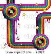 Vector Clip Art of Retro Funky Music Rainbow Background with Drips, Stars and Vinyl Records on White by Elaineitalia