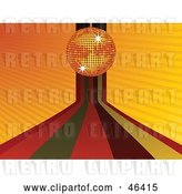 Vector Clip Art of Retro Funky Orange Disco Ball and Rainbow Background by Elaineitalia